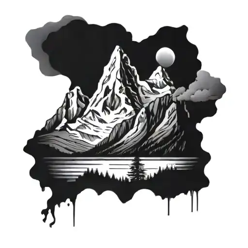 A Majestic Mountain Landscape With A Hidden Image Of A God Subtly Incorporated Into The Design