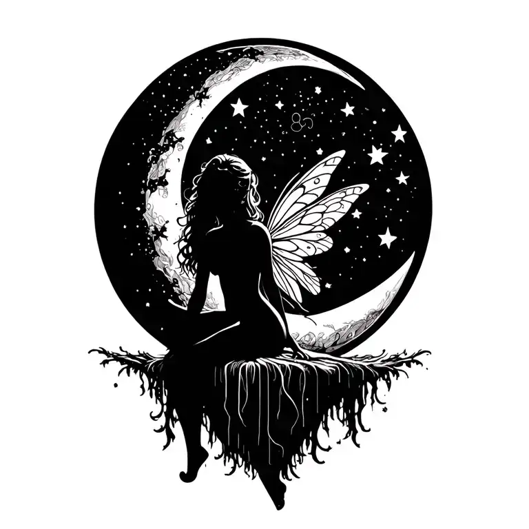 Horroe Fairy Sitting On Moon