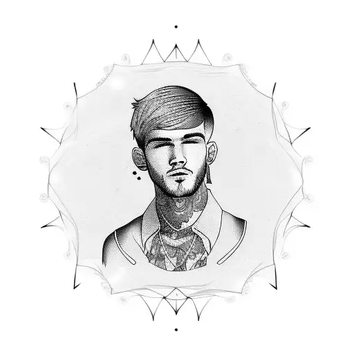 Lil Peep Portrait With A Mandala Background