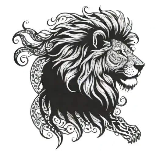 A Reggae-inspired Lion With A Mandala Mane Showcasing Strength