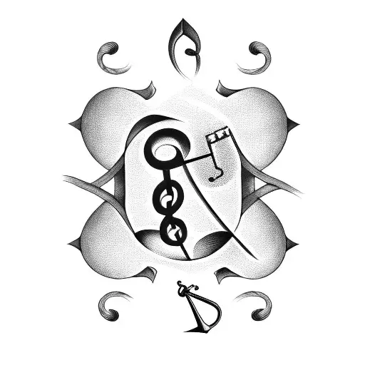 Musical Notes Intertwined With An Anchor