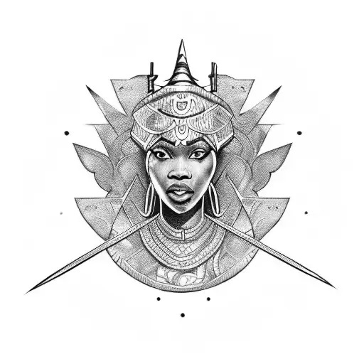 African Warrior Goddess Mirror Sword