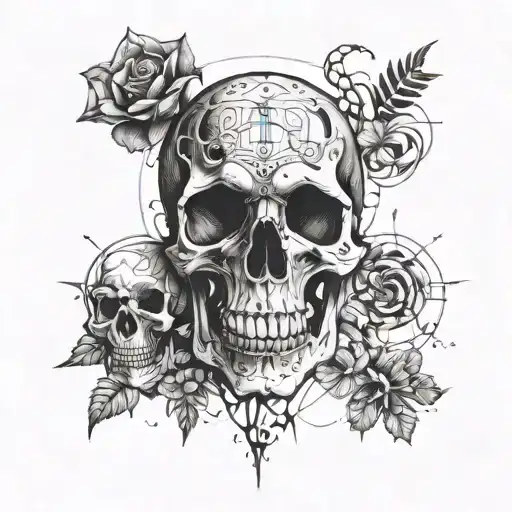 Skull And Dopamine Molecule Forming The Shape