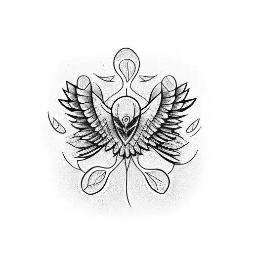 Black Birds Flying Around It While There Is One White Bird Inside With The Door Closed