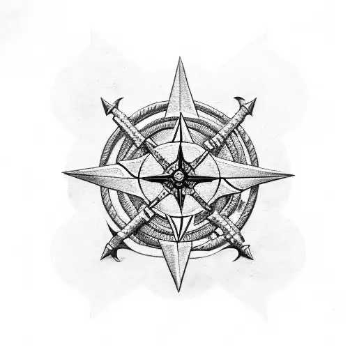 Map Bretagne And Wind Rose And Anchor And