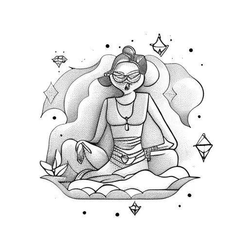 Woman Sitting On The Moon