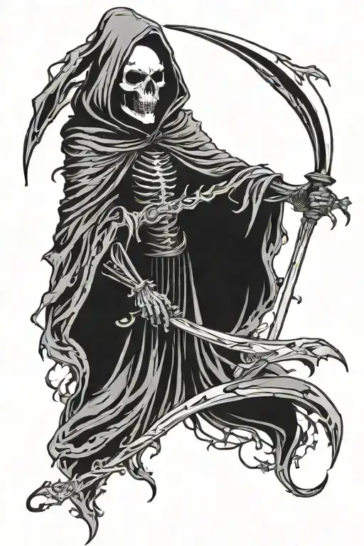 Gothic Grimreaper With Blue Line