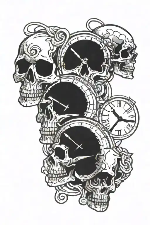 Skulls And Clock Face