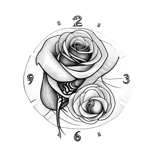 Clock With Rose And Feather