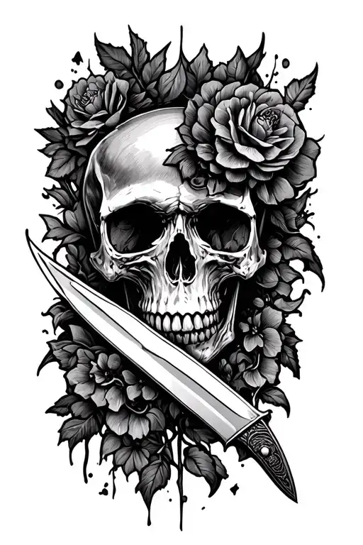 Skull And Knife Stuck Coming