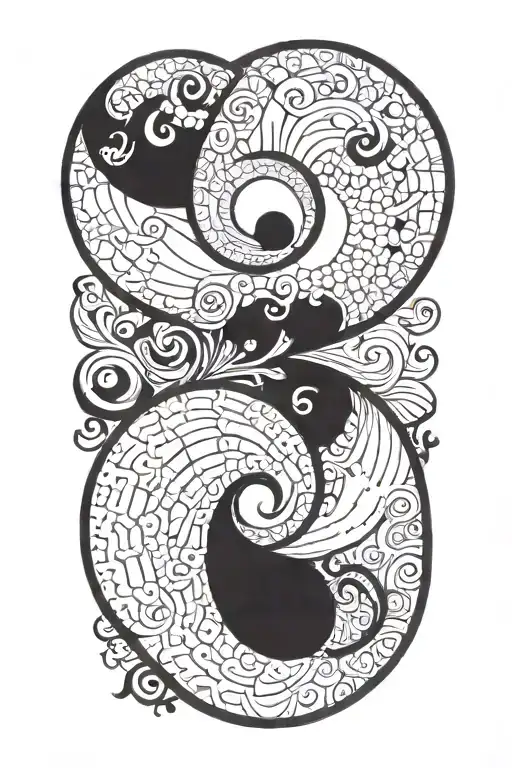 Semi Colon Yin Yang Symbol Intertwined