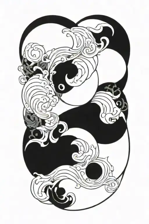 Semi Colon Yin Yang Symbol Intertwined