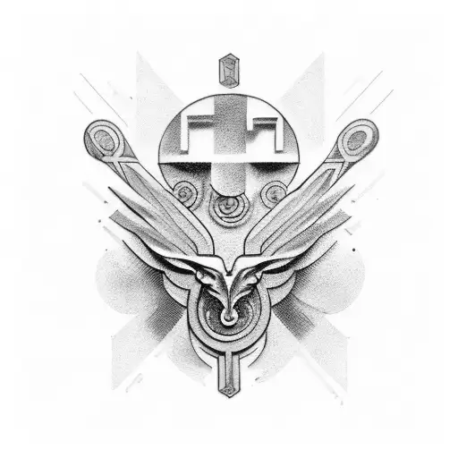 A Tattoo Combining Elements Of Greek Art And Space