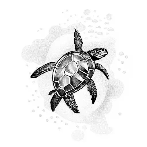 An Underwater Scene With A Majestic Sea Turtle Swimming Among Vibrant Coral Reefs And Tropical Fish