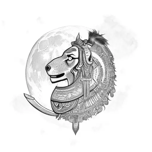 A Majestic Warrior Meditating Under A Full Moon