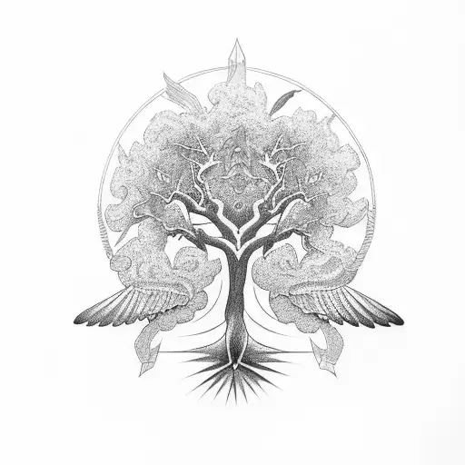 Tree Of Life With Wings Off Trunk