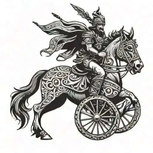 Warrior On A Chariot Wheel