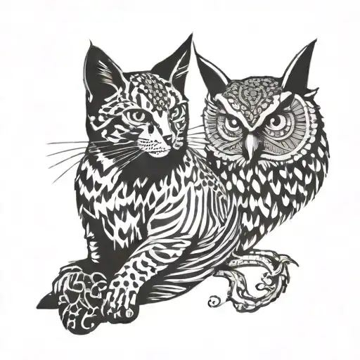 Cat And An Owl