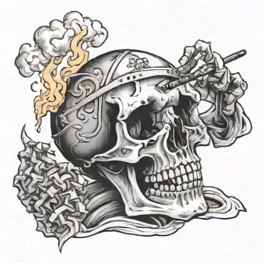 Skeleton Smoking Cigarette Burning