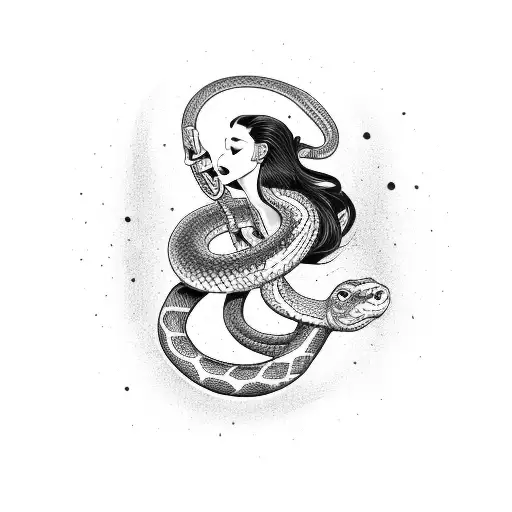 A Girl Dancing To Her Favorite Music With A Snake Wrapped Around Her Arm