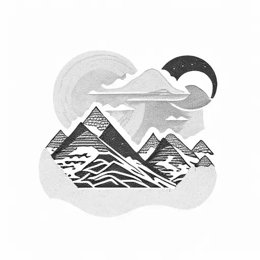 A Majestic Mountain Range With Skis Standing Upright In The Foreground