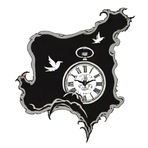 Grave With A Clock As A Grave Stone