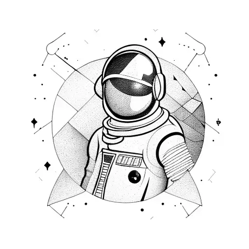 Spaceman With Geometric Background