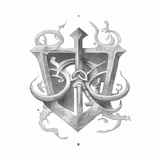 A Collection Of Dark Lettering Phrases Forming The Shape Of An Ancient Key