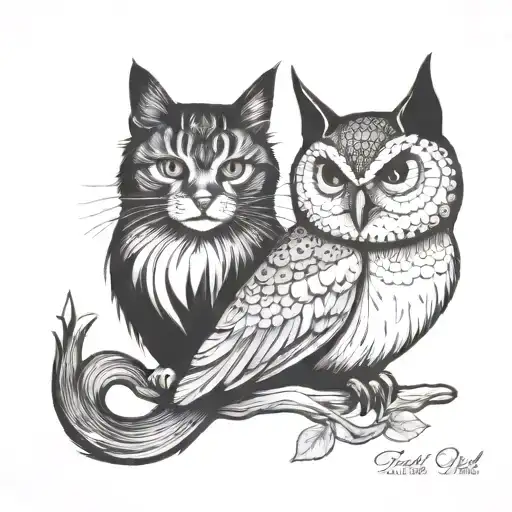 Cat And An Owl