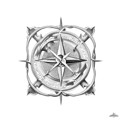 Map Bretagne And Wind Rose And Anchor And