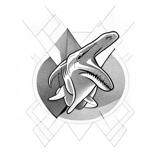 Hammerhead Shark With Geometric Shapes