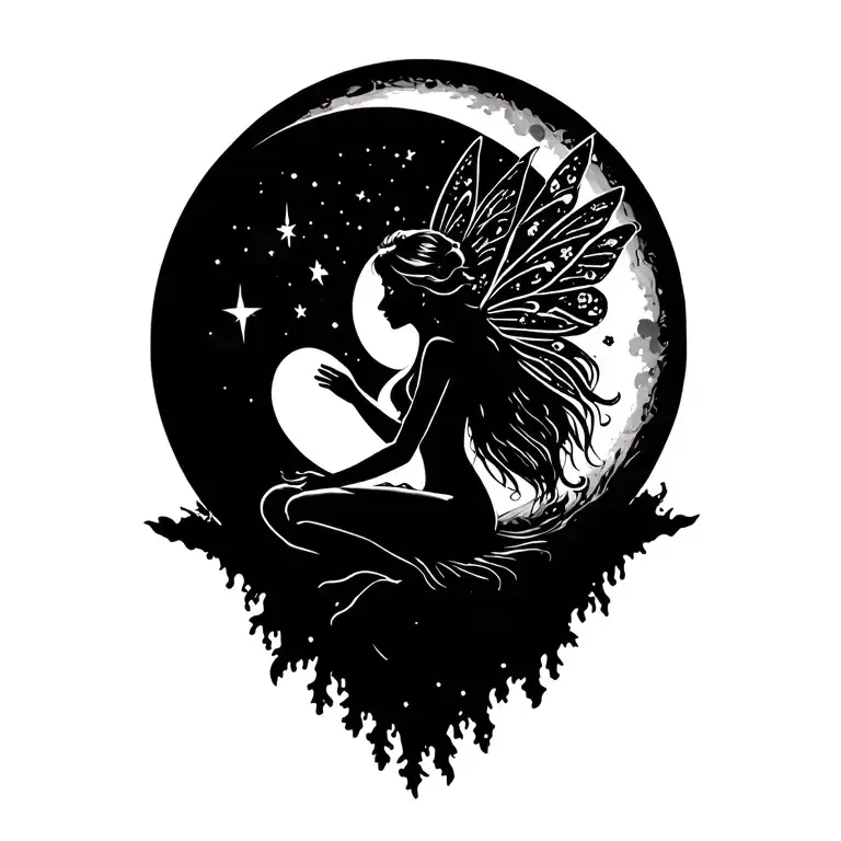 Horroe Fairy Sitting On Moon