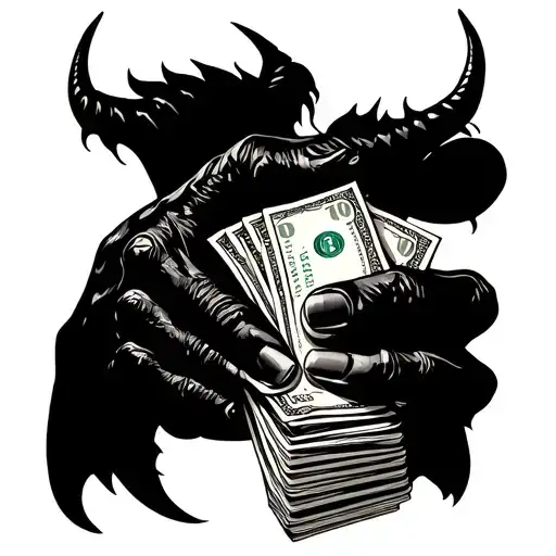Devils Hand Holding Money Stack