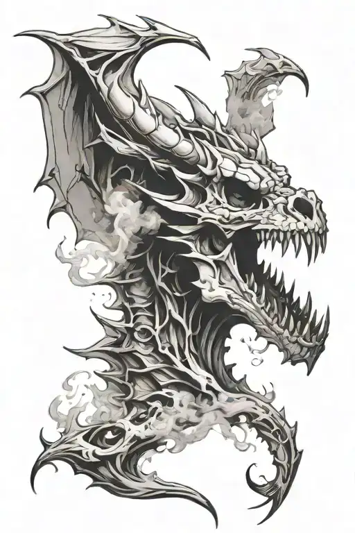 Dragon Skull With Smoke Rising