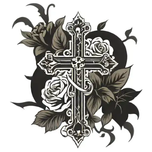 Cross With Cupids And Lettering