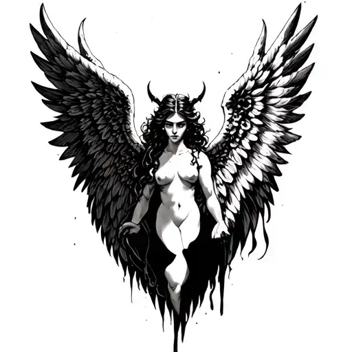 Angel With An Angel Wing And Another Demon