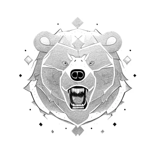 Ferocious Bear Head In The Shadows