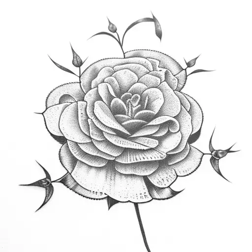 Moss Rose With Long Stem For Spine