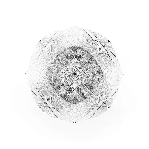 A Geometric Representation Of A Vinyl Record With Abstract Patterns Inside