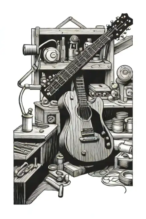 Woodworking Workshop With Tools Making A Guitar Made