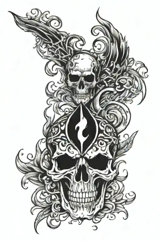 Fire And Skull On Shoulder