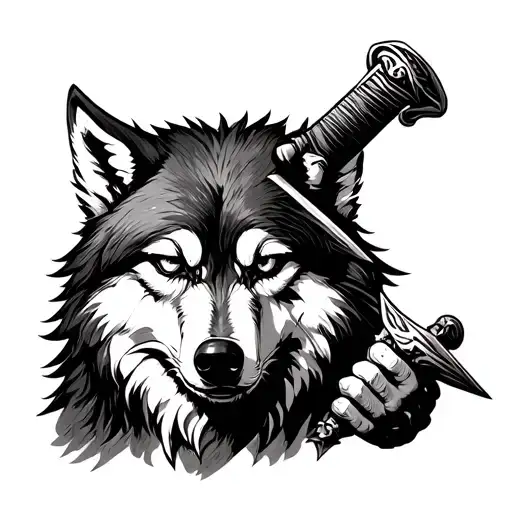 A Wolf With A Scarred Eye Holding A Sword By The Handling