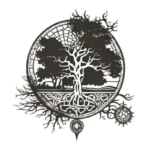 Viking Tree Of Life And Viking Compass