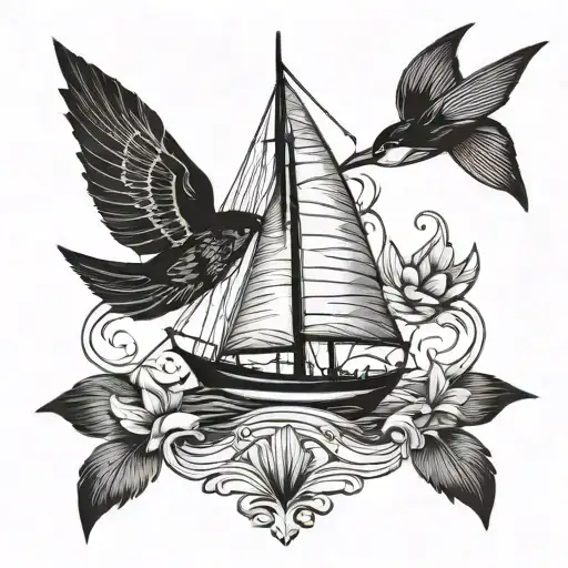 Sailboat With A Swallow Bird