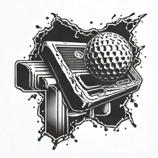 A Golf Ball Breaking Through A Charger Symbol