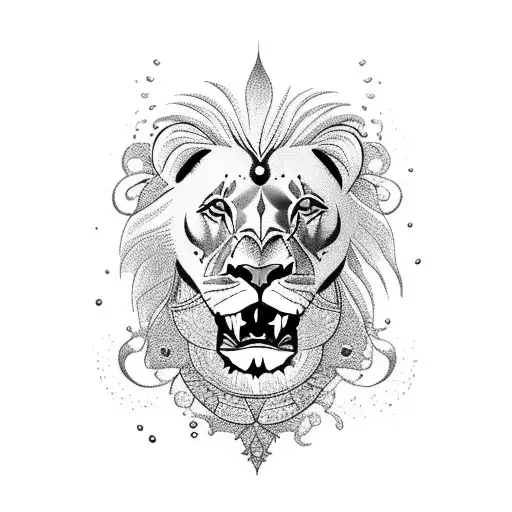 A Majestic Lion Swimming Underwater Surrounded By Colorful Tropical Fish