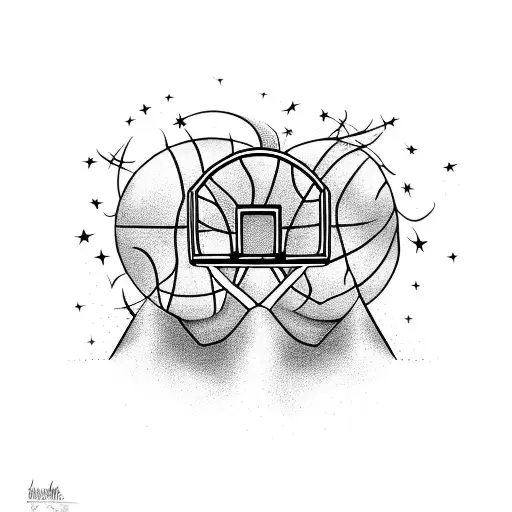 A Basketball Hoop With A Shooting Star Going Through It