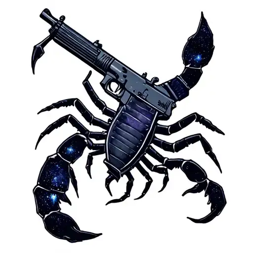 Scorpio Zodiac With Ak 47 Rifle And Galaxy Background