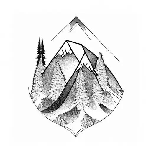 A Beautiful Mountain Range With Trees Growing In The Foreground