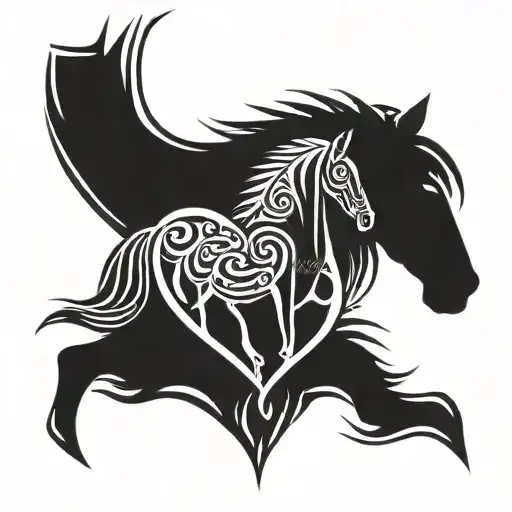 Heart And Horse Head Tribal